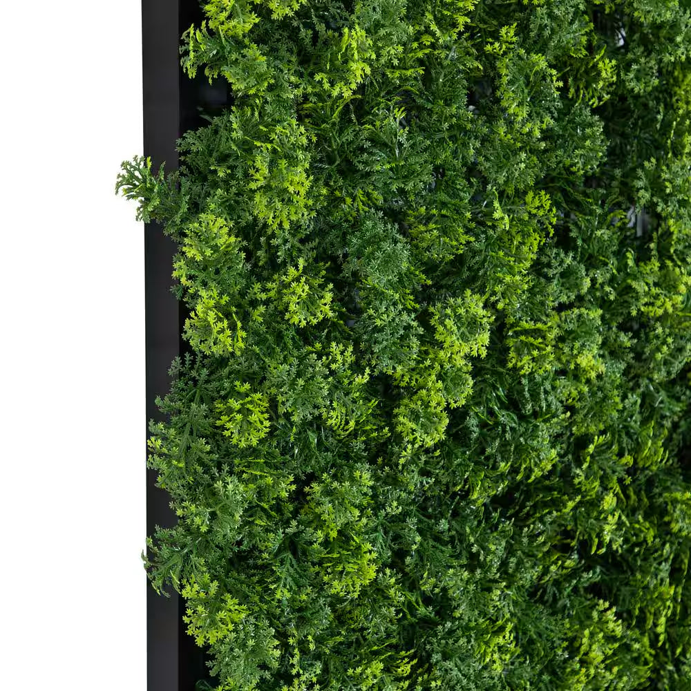 20In. X40In. UV Resistant Irish Green Meadow Artificial Living Wall Privacy Hedge Panel Black Aluminum Frame(In/Outdoor)