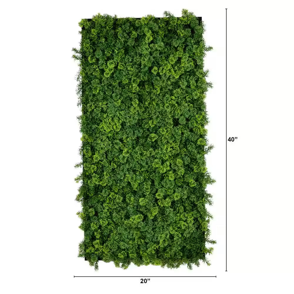 20In. X40In. UV Resistant Irish Green Meadow Artificial Living Wall Privacy Hedge Panel Black Aluminum Frame(In/Outdoor)
