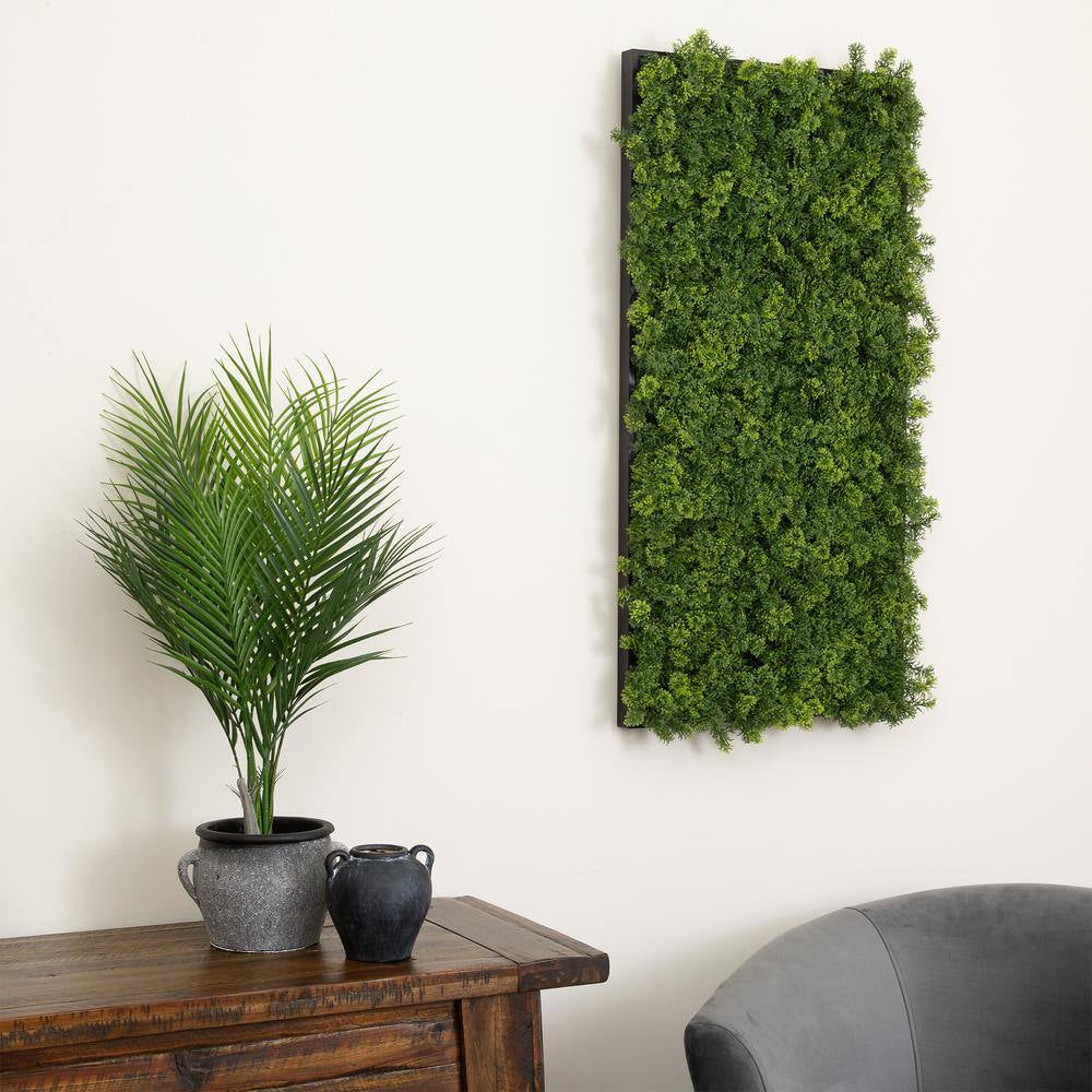 20In. X40In. UV Resistant Irish Green Meadow Artificial Living Wall Privacy Hedge Panel Black Aluminum Frame(In/Outdoor)