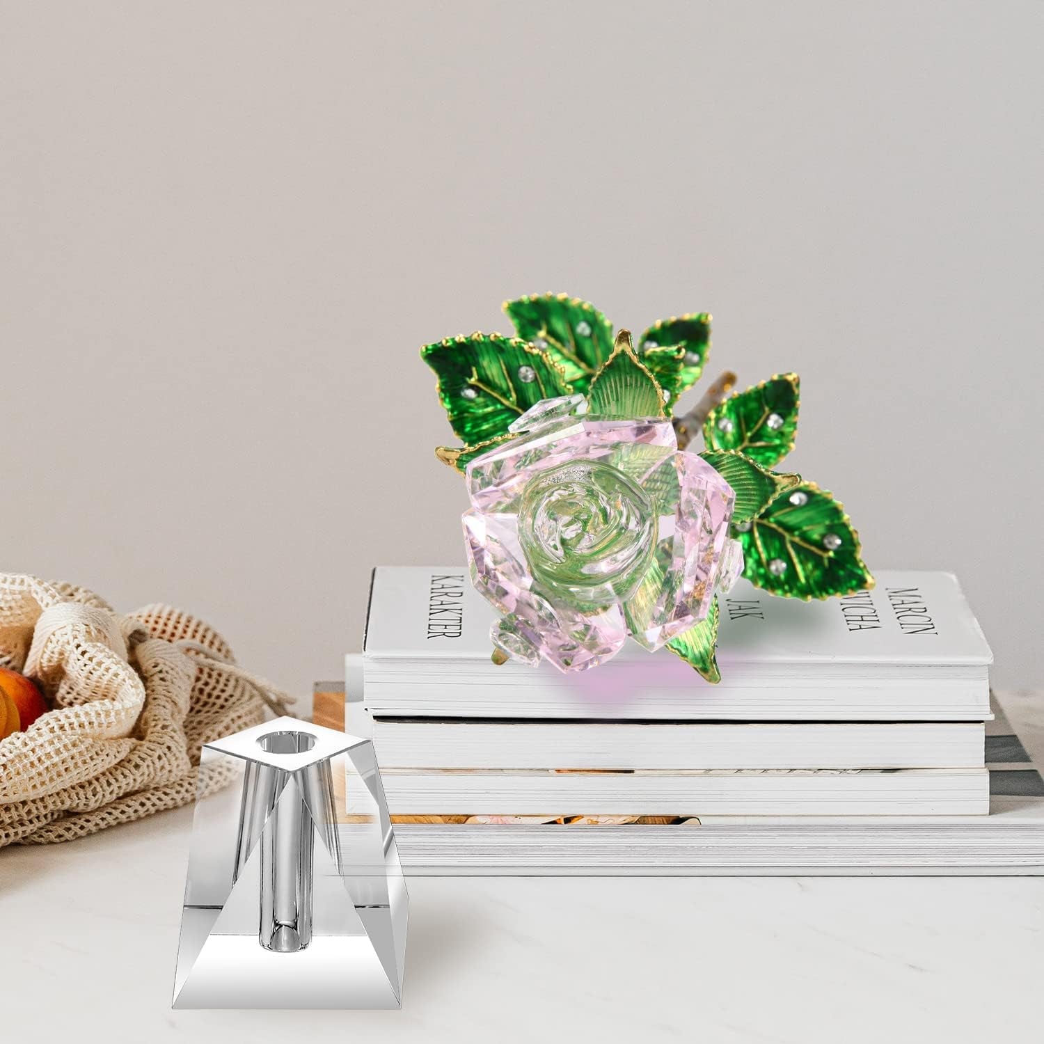 K9 Quality Crystal Roses, Forever Crystal Rose, Crystal,Long Stem with Crystal Vase,Best Gift for Her/Wife/Mom/Women on Valentine'S Day/Anniversary/Mother'S Day/Birthday Day(Pink)