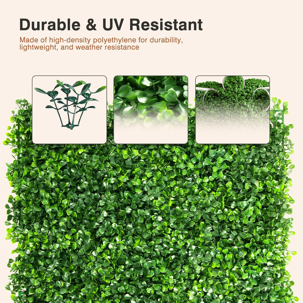 Artificial Grass Wall Panels, 8 Pack 10X10In Green Wall Decor Greenery Wall with 100 Zip Ties, Fence Privacy Panels for Garden Greenery Decoration(16.67 SQ Feet)