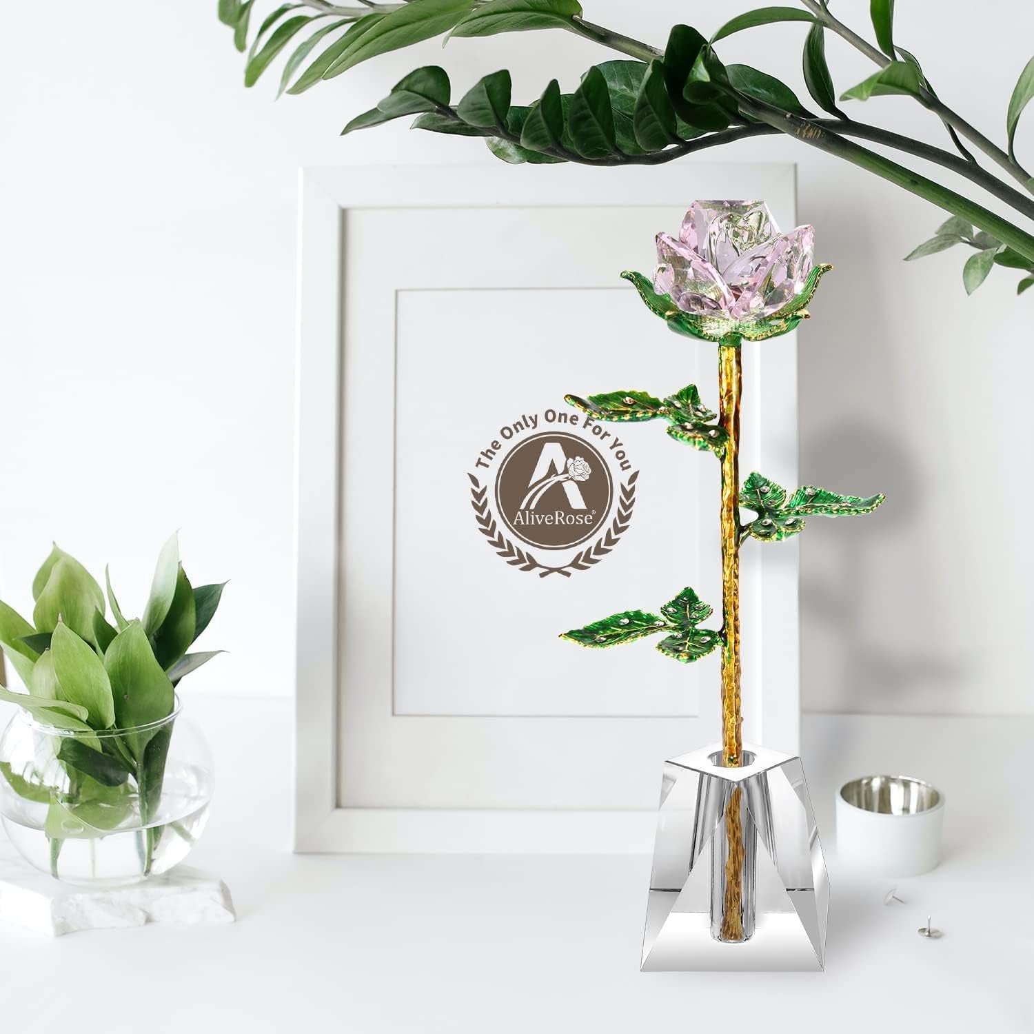 K9 Quality Crystal Roses, Forever Crystal Rose, Crystal,Long Stem with Crystal Vase,Best Gift for Her/Wife/Mom/Women on Valentine'S Day/Anniversary/Mother'S Day/Birthday Day(Pink)