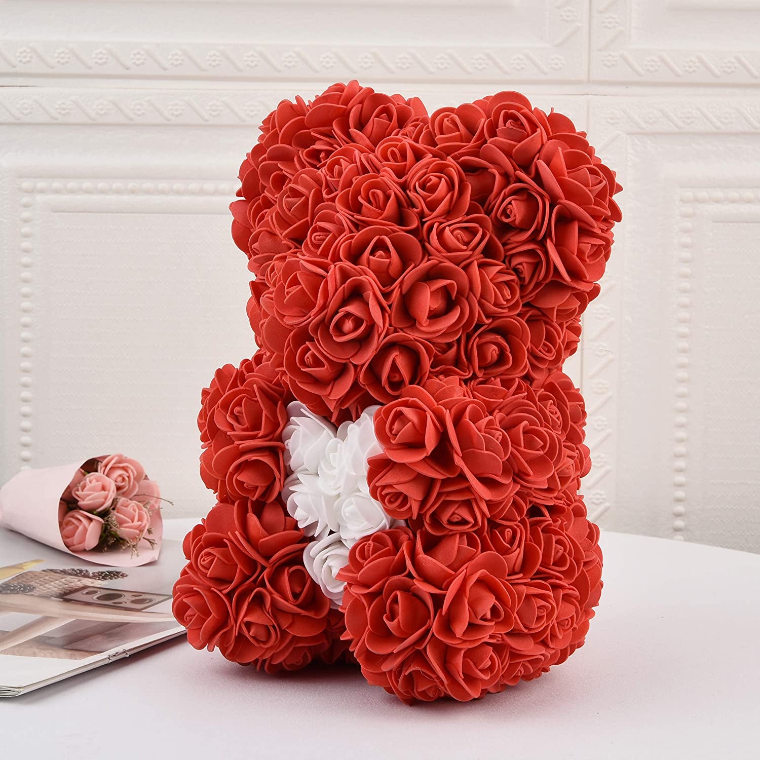 Red Rose Teddy Bear Gift – 10" Flower Bear with Gift Box, Perfect for Valentine’s, Mother’s Day, Anniversary, Birthday, or Romantic Gifts for Her