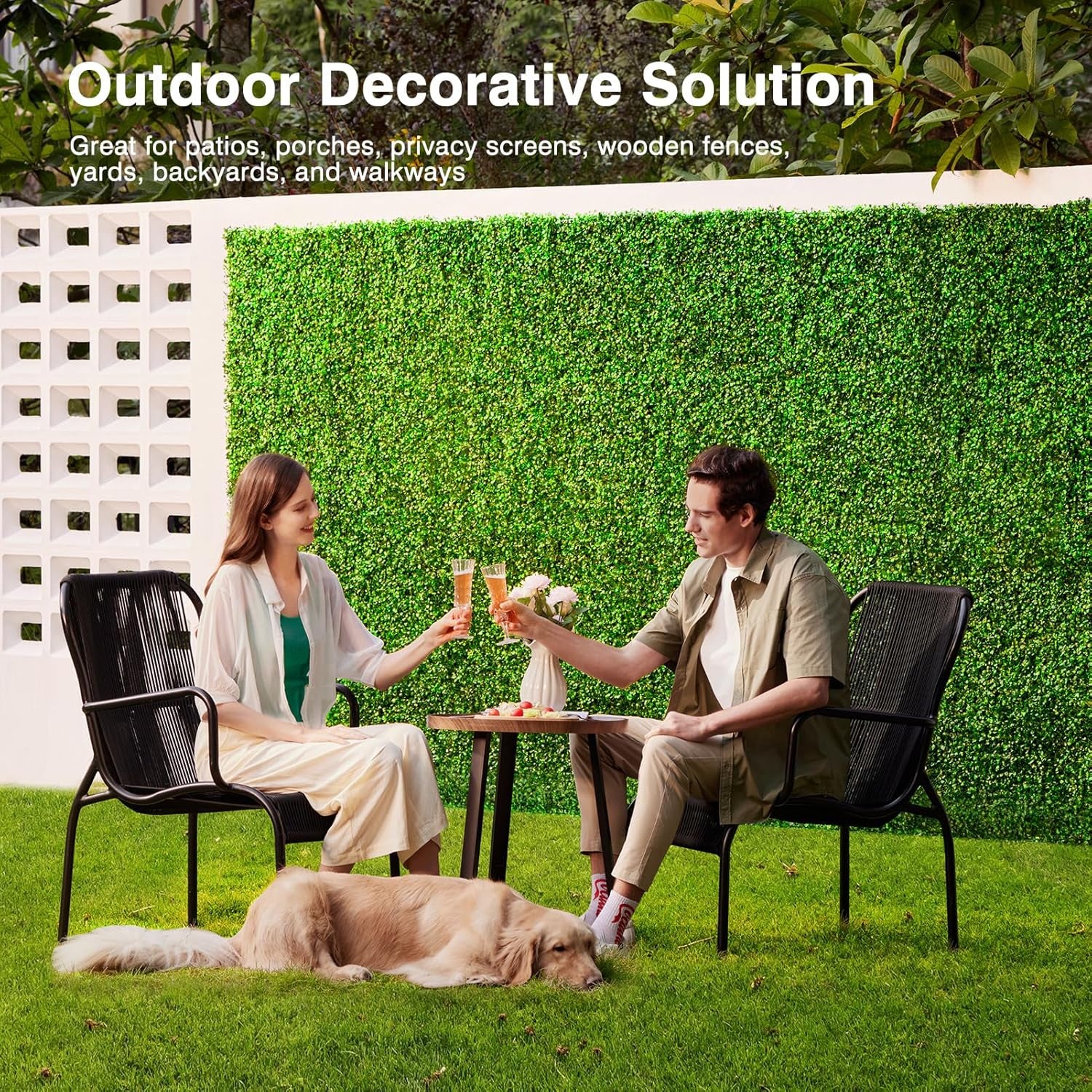 Artificial Grass Wall Panels, 8 Pack 10X10In Green Wall Decor Greenery Wall with 100 Zip Ties, Fence Privacy Panels for Garden Greenery Decoration(16.67 SQ Feet)